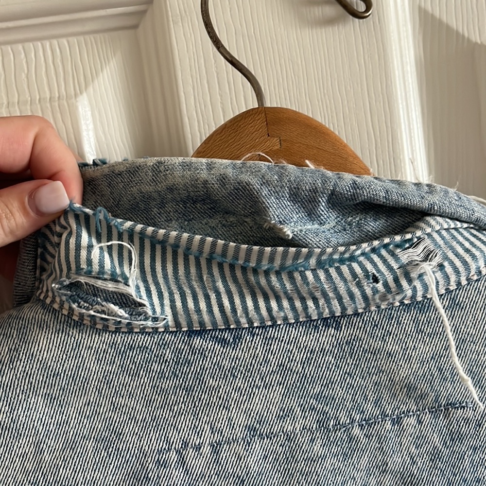 Vintage Anchor Blue Genuine Whitewashed Denim Jacket Size Medium - Picture 4 of 7